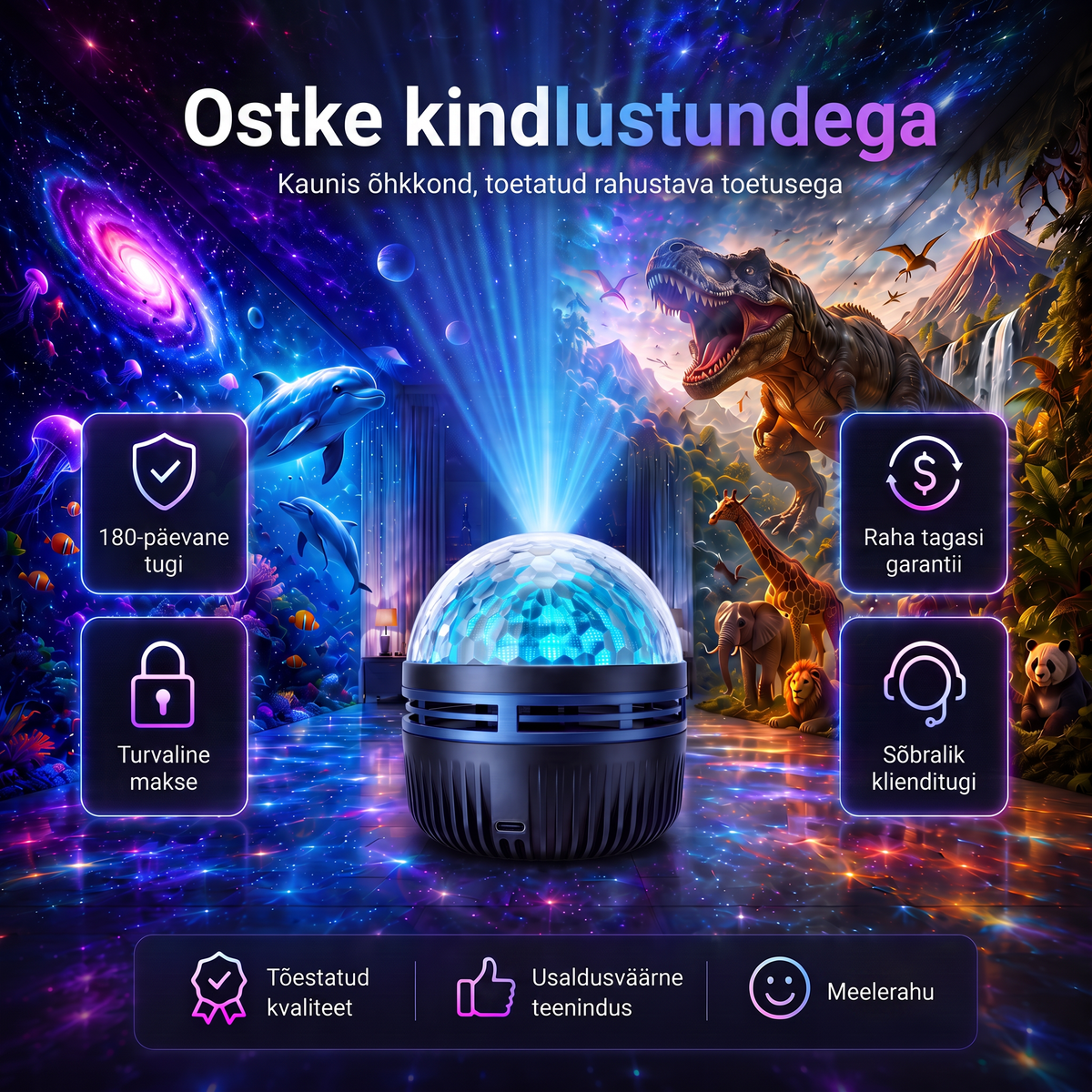 Ametlik pood | 🦖🌌 SCNDR® 360° nutikas holograafiline tähistaeva projektor (HD Smart Dynamic 5D)