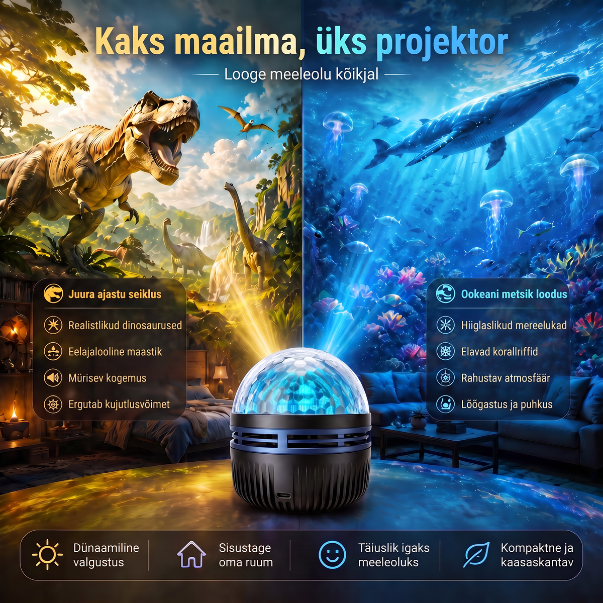 Ametlik pood | 🦖🌌 SCNDR® 360° nutikas holograafiline tähistaeva projektor (HD Smart Dynamic 5D)