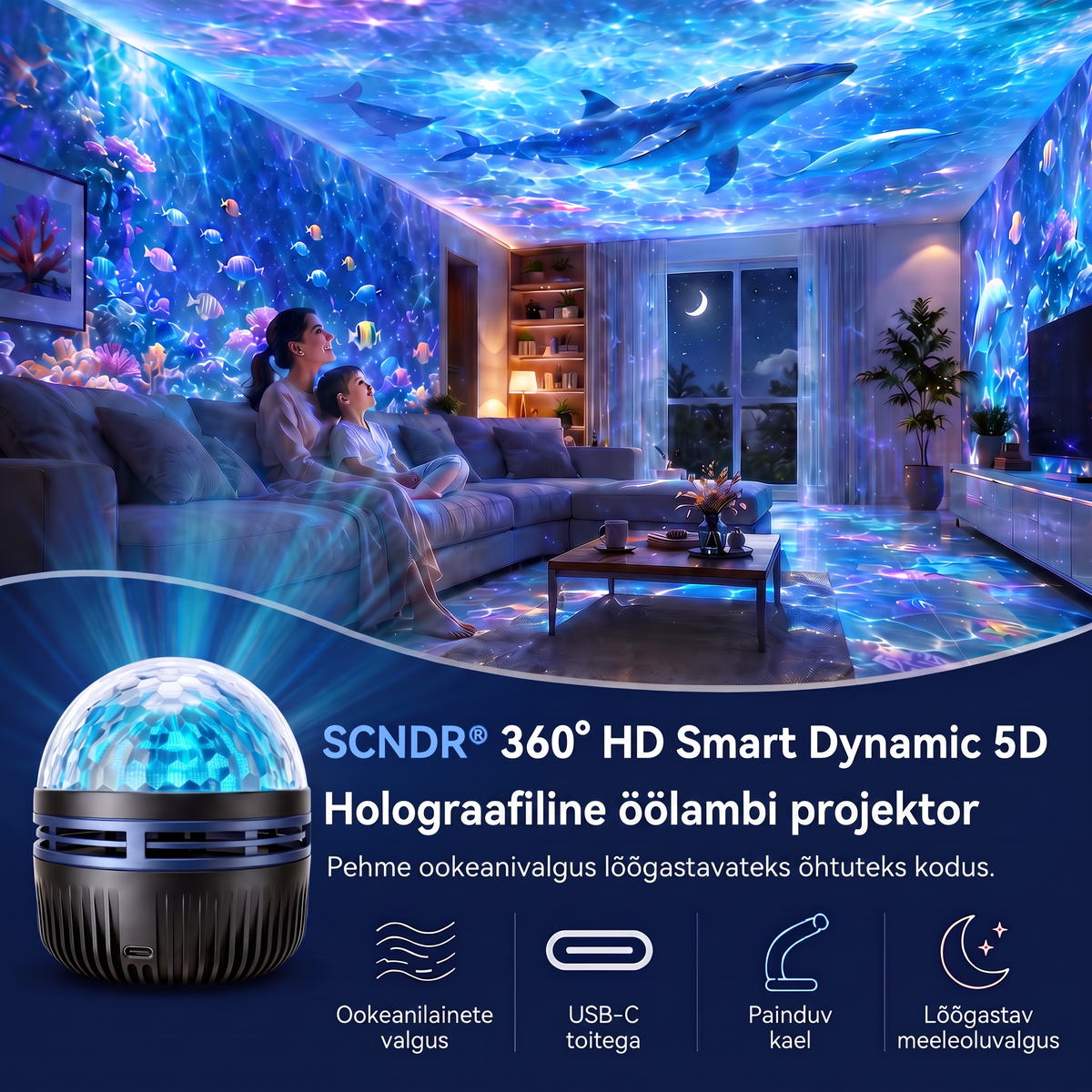 Ametlik pood | 🦖🌌 SCNDR® 360° nutikas holograafiline tähistaeva projektor (HD Smart Dynamic 5D)
